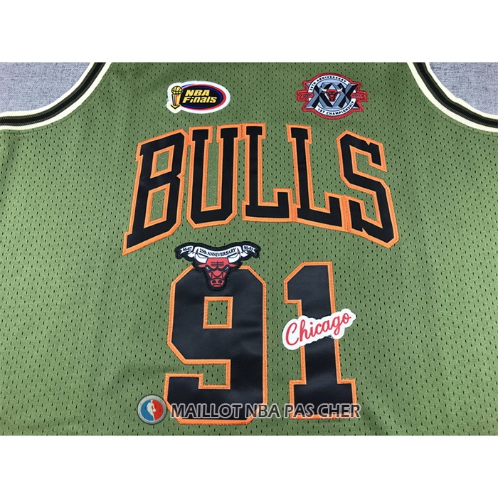 Maillot Chicago Bulls Dennis Rodman NO 91 Mitchell & Ness 1997-98 Vert